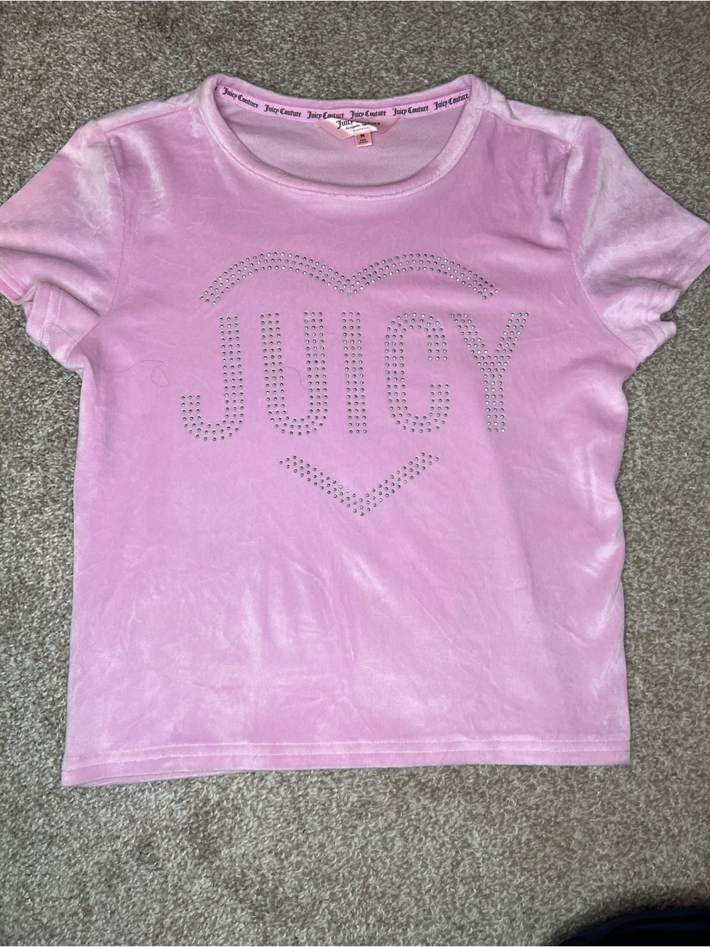 Juicy Couture Light Pink Velour Rhinestone Logo Top